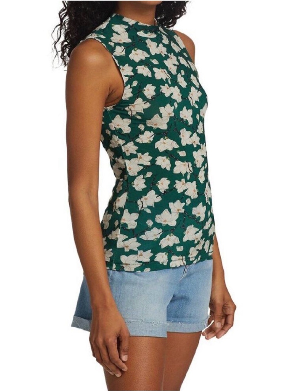 rag & bone Sabeen Floral Mock Neck Sleeveless Top Green Size Large - Picture 3 of 9